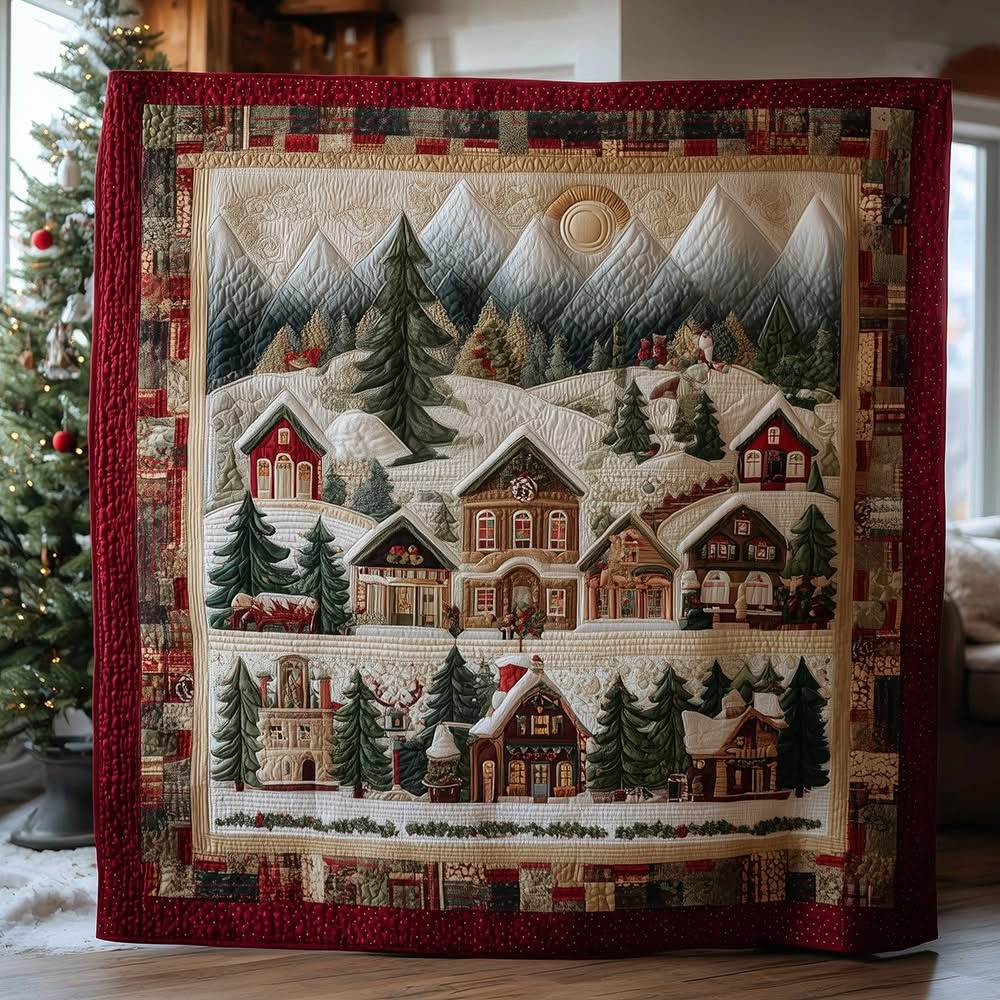 Christmas Town Quilted Blanket Xmas 2025 Present Ideas For Your Relatives - Tradiviet