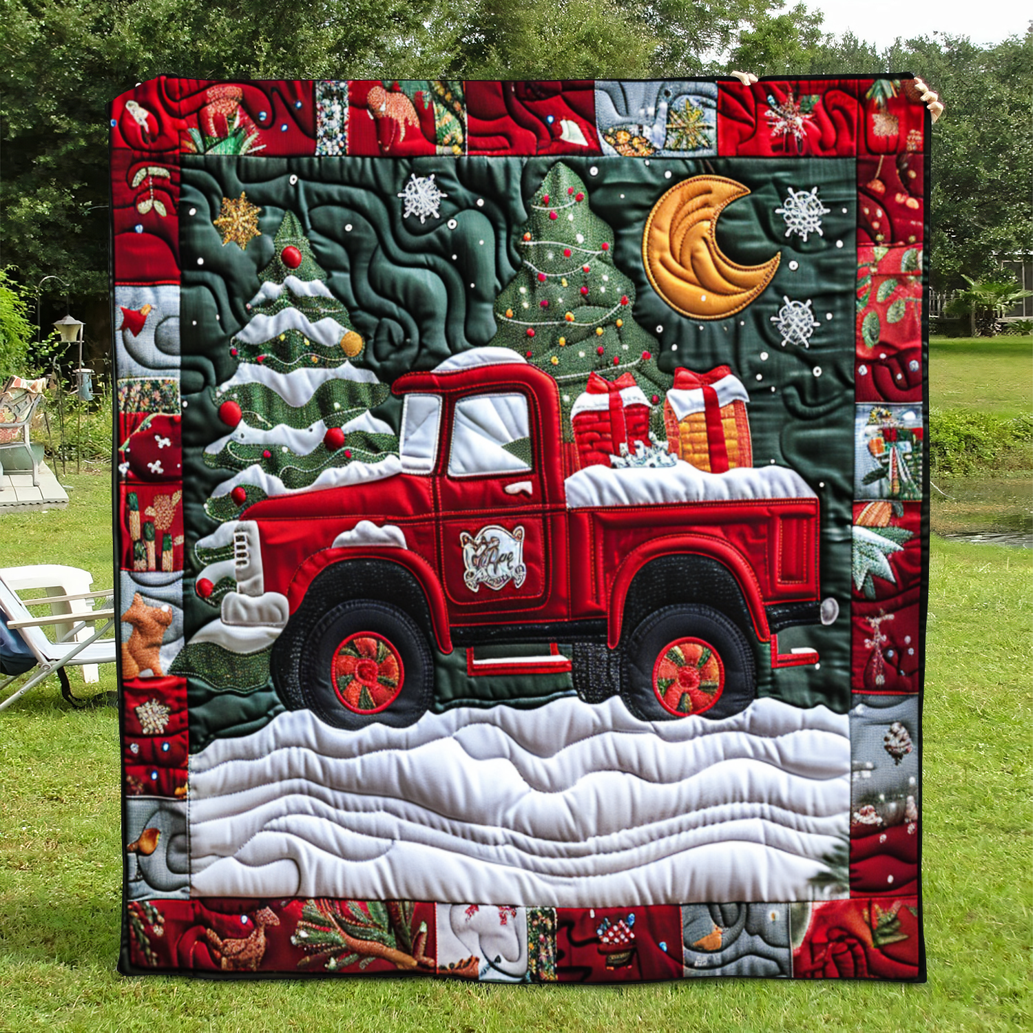 Christmas Truck Quilted Blanket Decorating Your Home Gift For Bedroom Decor - Tradiviet