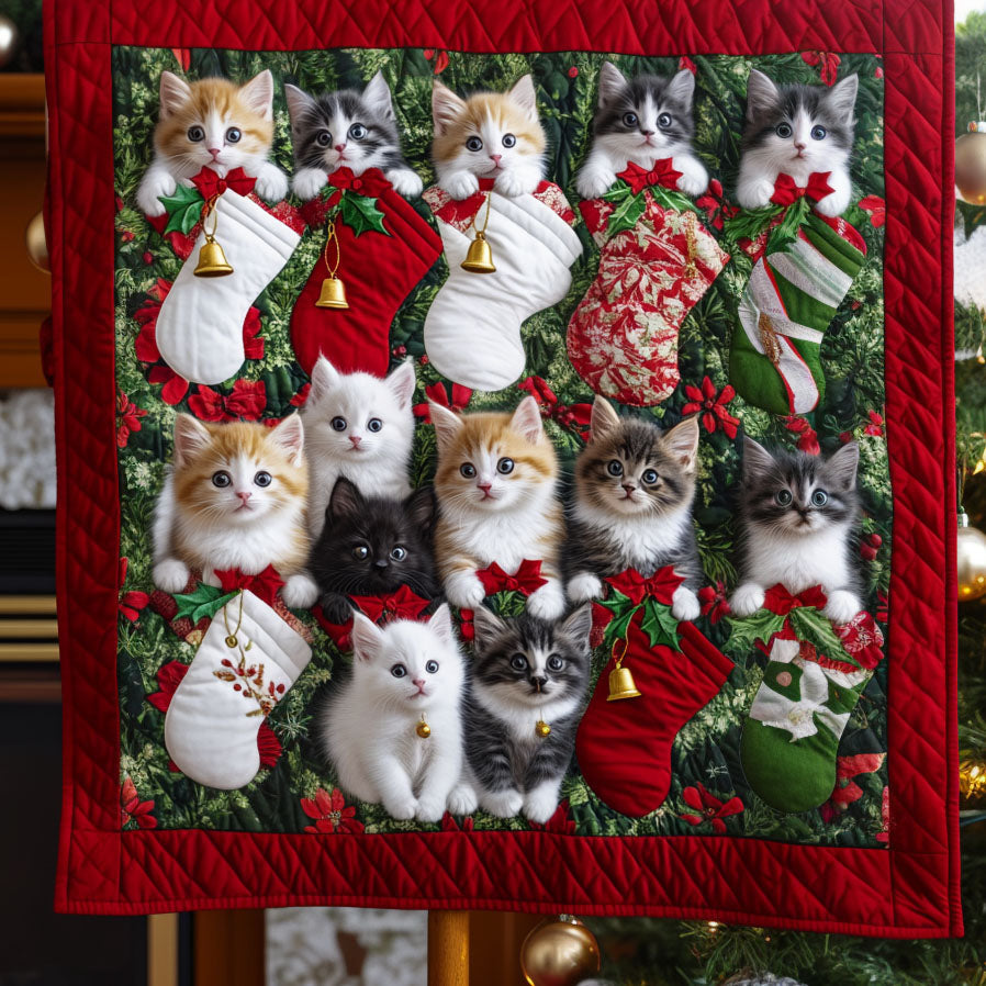 Christmas Whiskers Quilted Blanket Aesthetic Room Decor Gift For Rustic Decor - Tradiviet