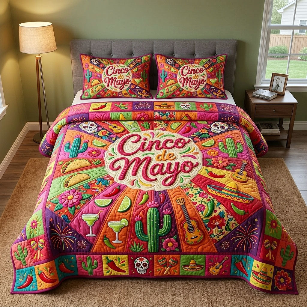 Cinco de Mayo Quilted Bedding Set Cinco Mayo Bedroom Gift For Cinco Fans - Tradiviet