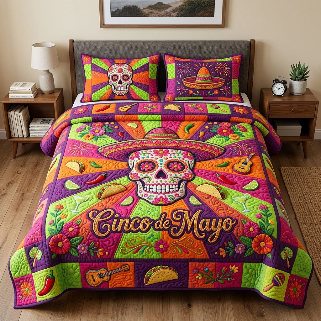 Cinco de Mayo Quilted Bedding Set Cinco Mayo Pattern Gift For Cinco Lovers - Tradiviet