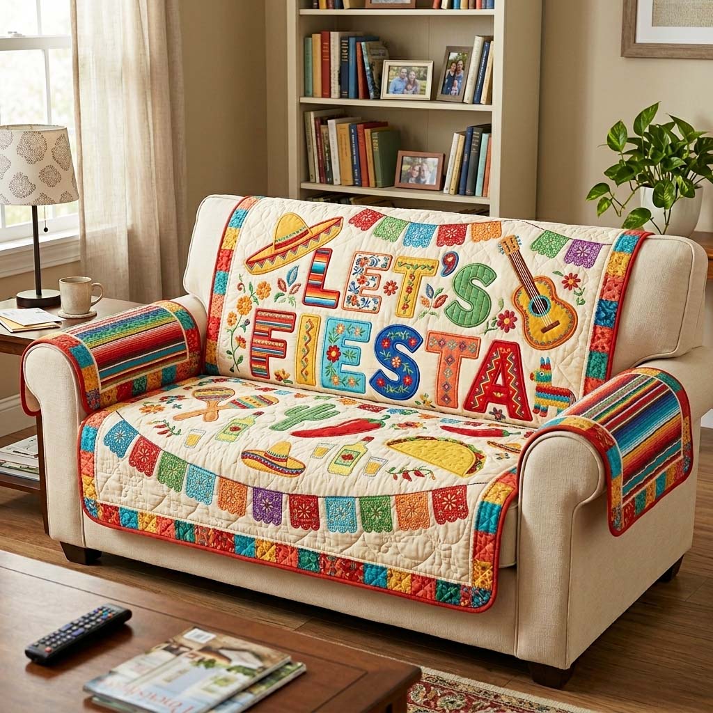 Cinco de Mayo Quilted Sofa Cover Fiesta Home Couch Cover Cool Cinco De Mayo Gift - Tradiviet
