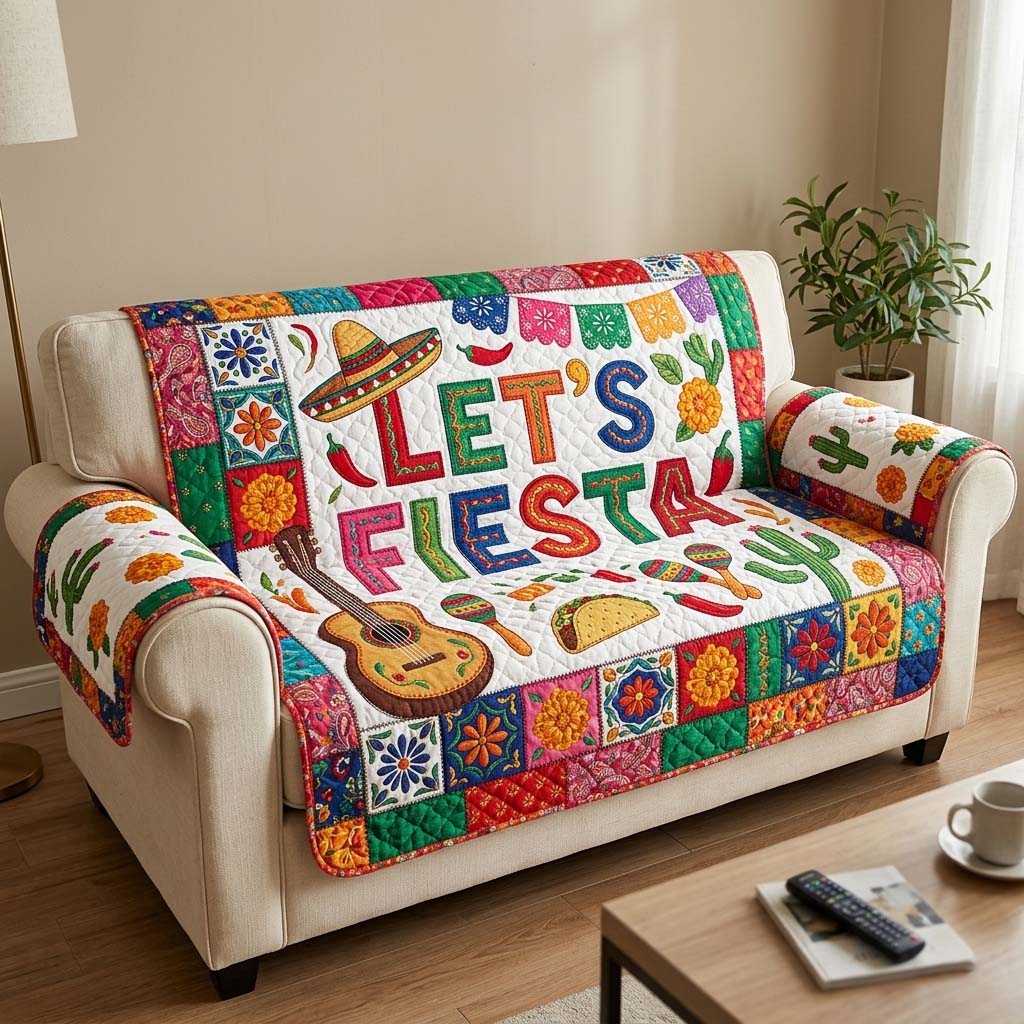 Cinco de Mayo Quilted Sofa Cover Fiesta Home Couch Cover Top Cinco De Mayo Gifts - Tradiviet