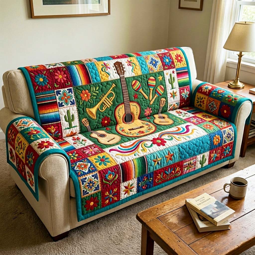 Cinco de Mayo Quilted Sofa Cover Fiesta Home Couch Cover Unique Cinco De Mayo Gift - Tradiviet