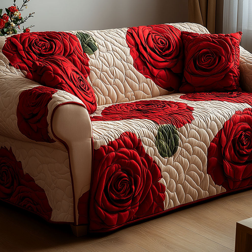 Classic Bloom Quilted Sofa Cover House Room Decor Best Room Decor Gifts - Tradiviet