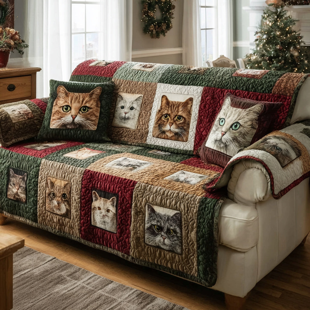 Classic Cat Gallery Quilted Sofa Cover Sofa Seat Covers Unusual Gifts For Cat Lovers - Tradiviet