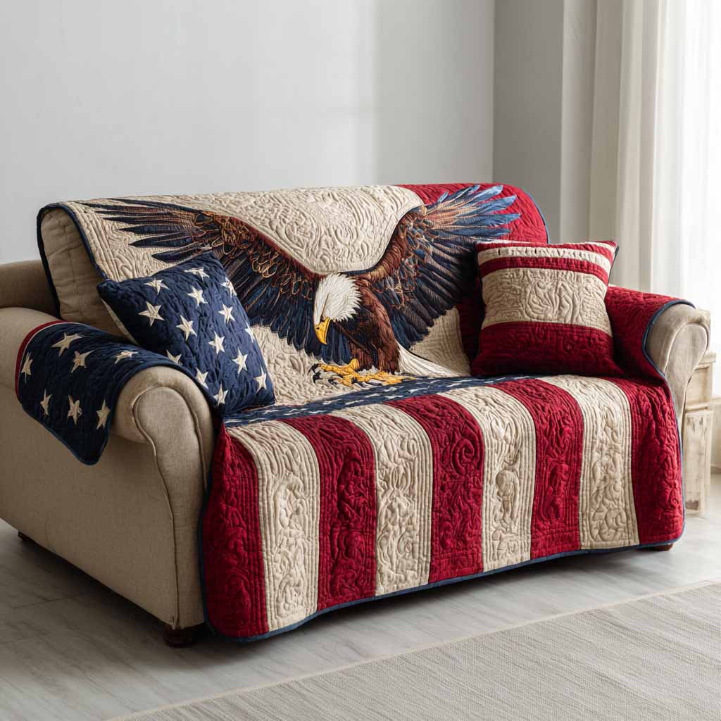 Classic Freedom Quilted Sofa Cover Chic Home Room Decor Perfect Housewarming Gift Ideas - Tradiviet