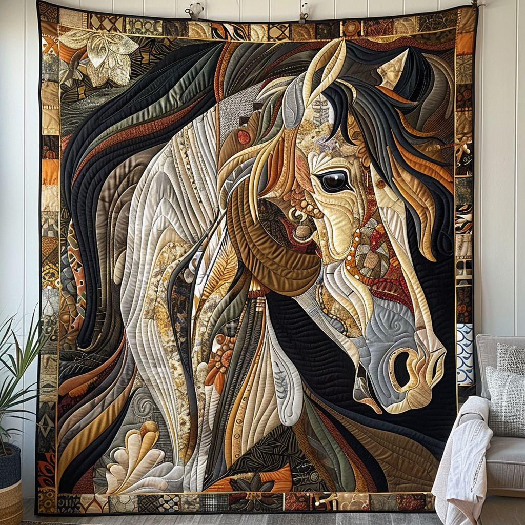 Classic Horse Quilted Blanket 4Th Of July Apparel Patriotic Gifts - Tradiviet