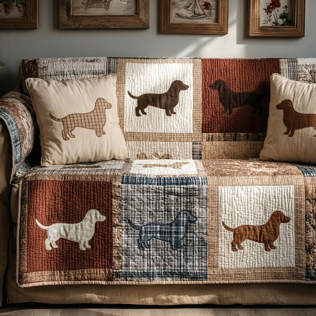 Classic Hounds Quilted Sofa Cover Interior Room Decor Gift For Home Decorators - Tradiviet