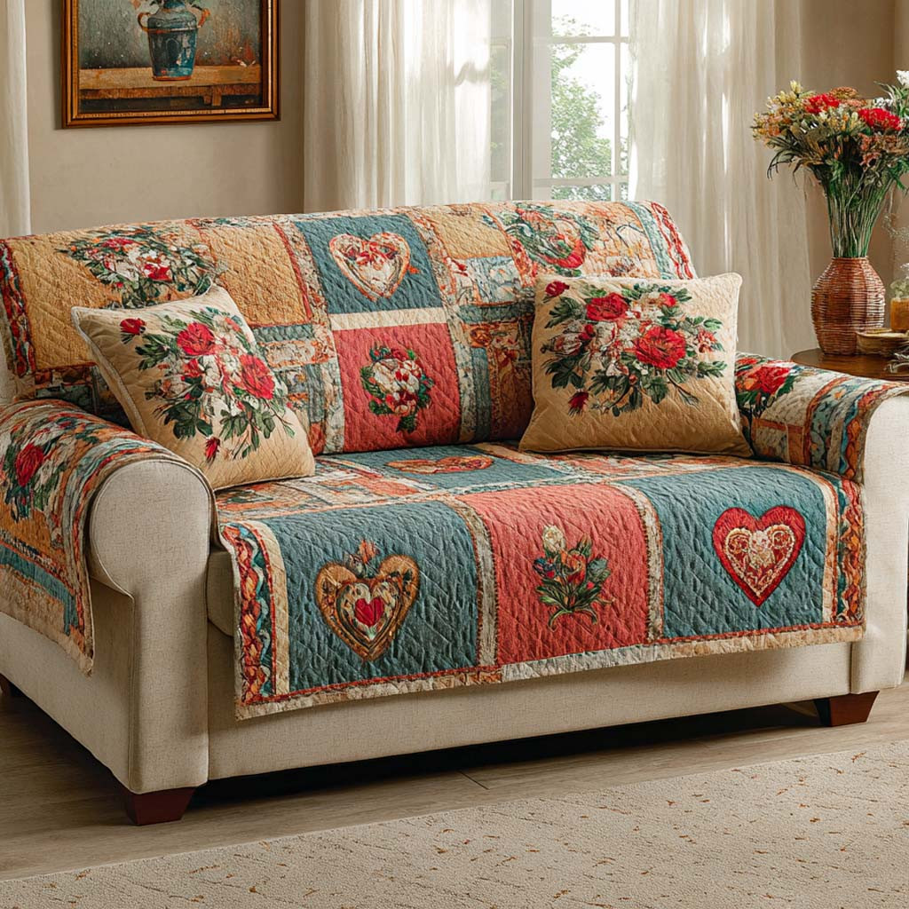 Classic Love Letter Quilted Sofa Cover Good Sofa Covers Valentine Day Gifts For Friends - Tradiviet