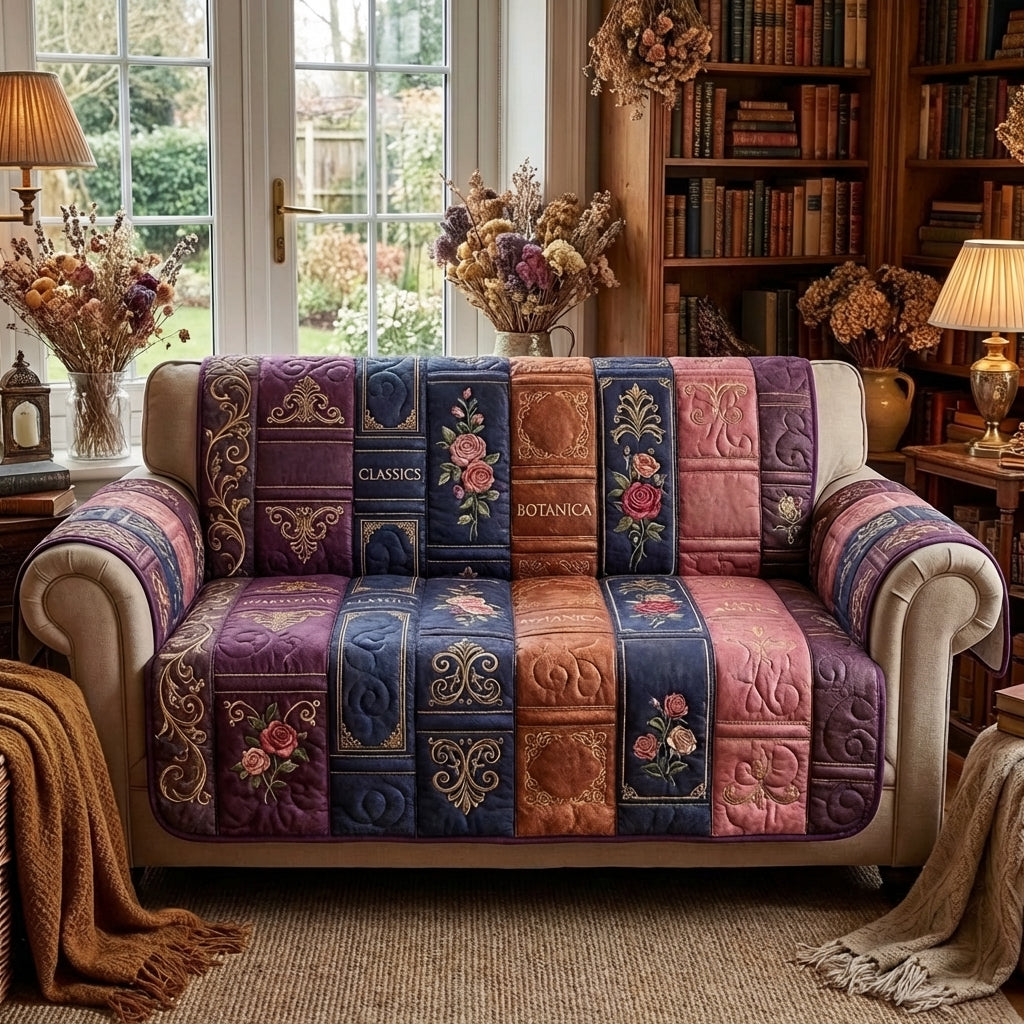 Classic Pages Quilted Sofa Cover Rustic Room Decor House Lover Gift Ideas - Tradiviet