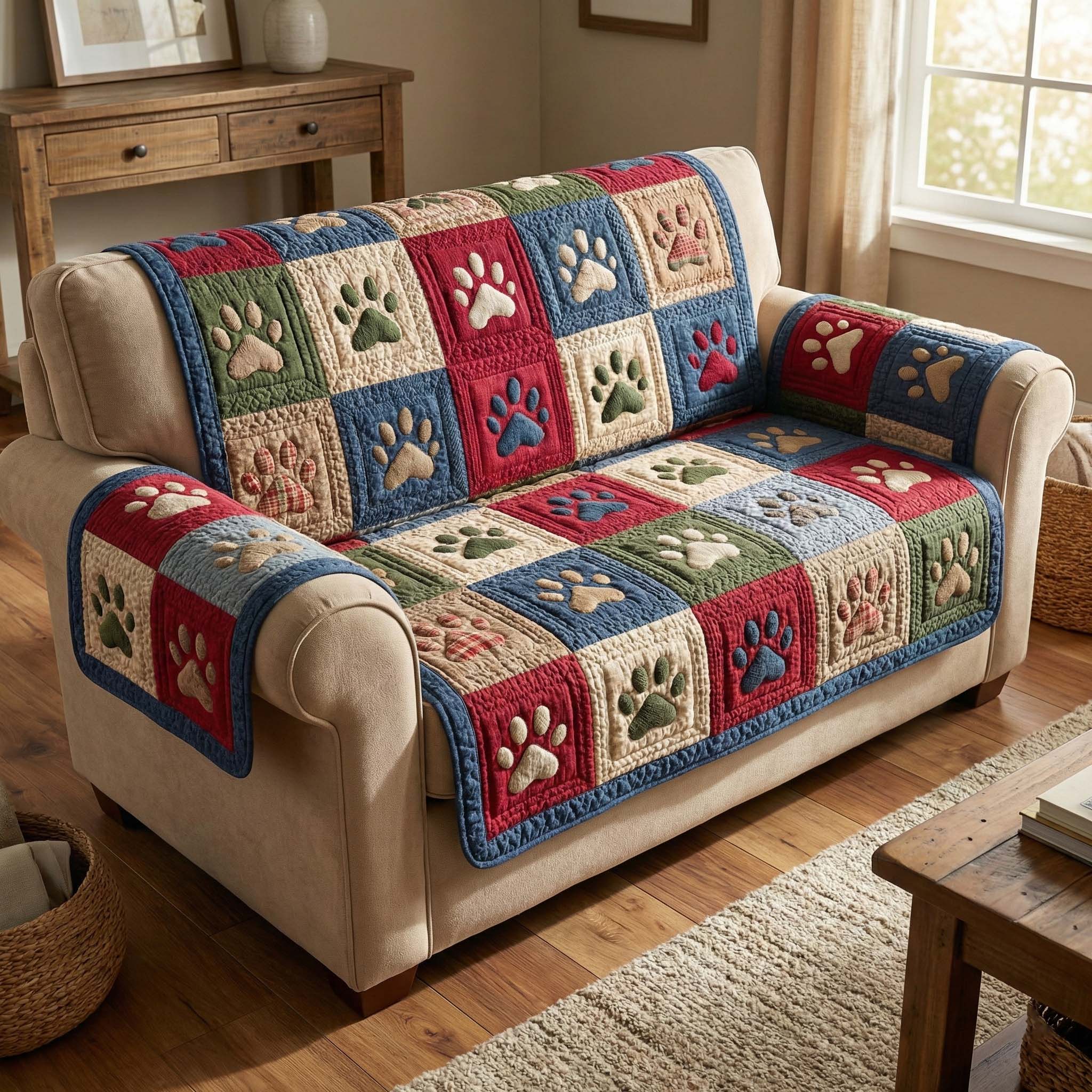 Classic Paws Quilted Sofa Cover Pet Home Couch Cover Gifts For Pet Parents - Tradiviet