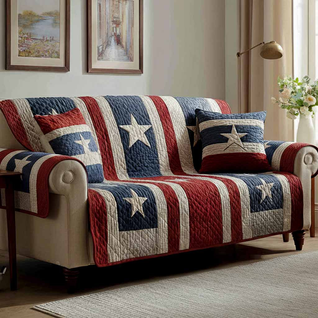 Classic Stripes Quilted Sofa Cover Couch Cushion Covers Best Mothers Day Gifts - Tradiviet