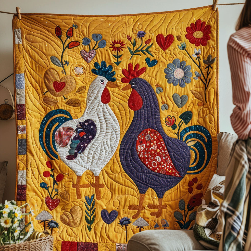 Cluck and Blossom Haven Quilted Blanket Cute Fourth Of July Patriotic Birthday Gifts - Tradiviet