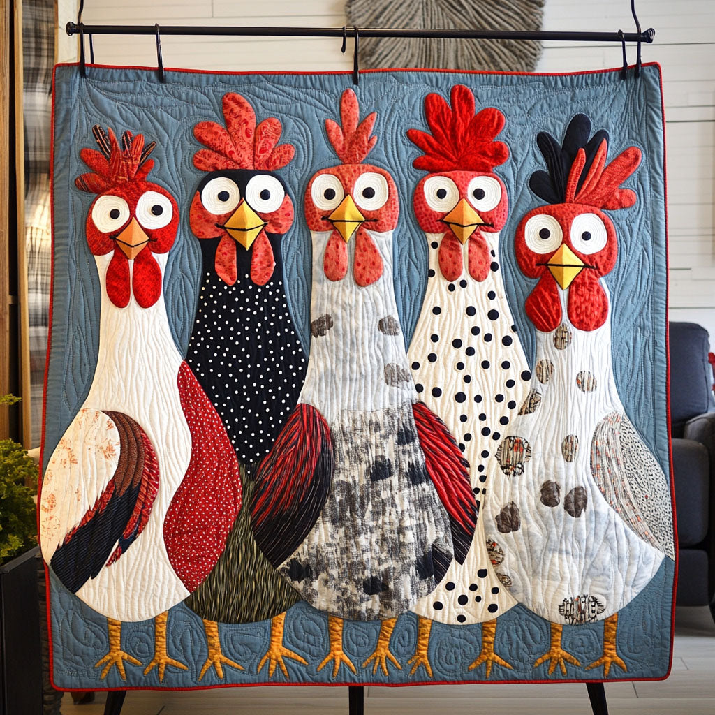 Cluckin' Color Parade Quilted Blanket July 4 1776 July 4 2026 Gift For Veteran Dad - Tradiviet
