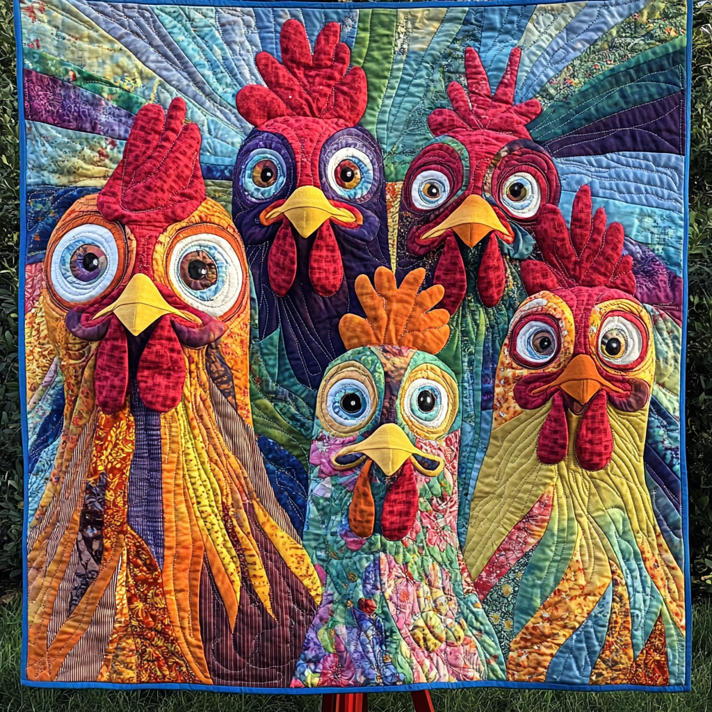 Cluckin Crazy Quilted Blanket Independence Day Gifts For Independence Day - Tradiviet