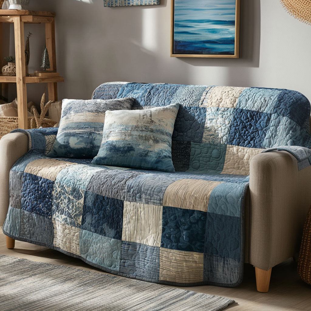 Coastal Breeze Quilted Sofa Cover Couch Covers Sofa Cover Christmas Presents For Beach Lovers - Tradiviet