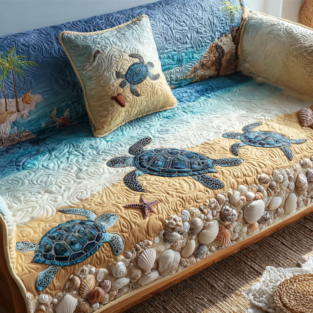 Coastal Charm Quilted Sofa Cover Cute Home Room Decor Gift For Cozy Spaces - Tradiviet
