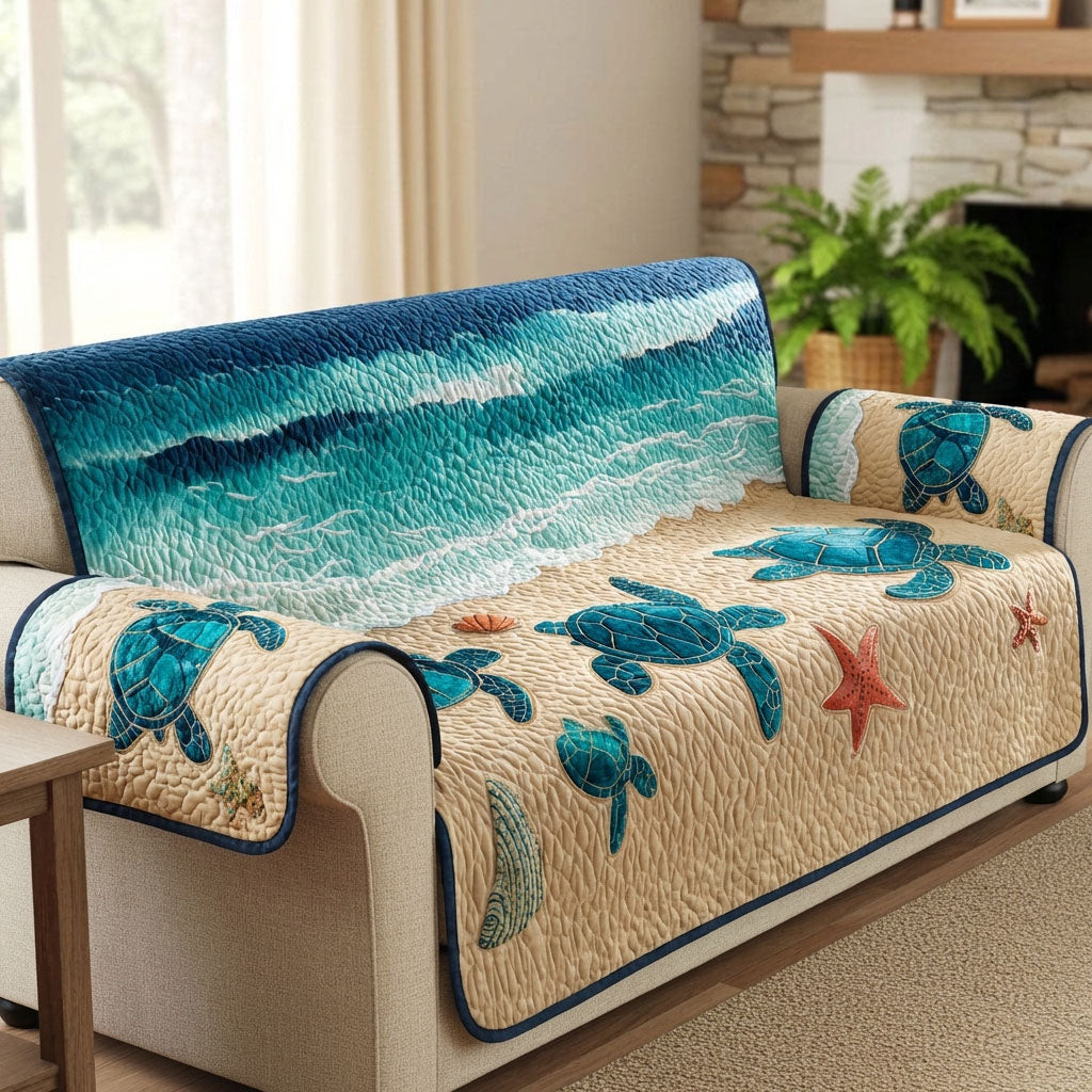Coastal Drift Quilted Sofa Cover The Best Slipcovers Christmas Gifts For Turtle Lovers - Tradiviet