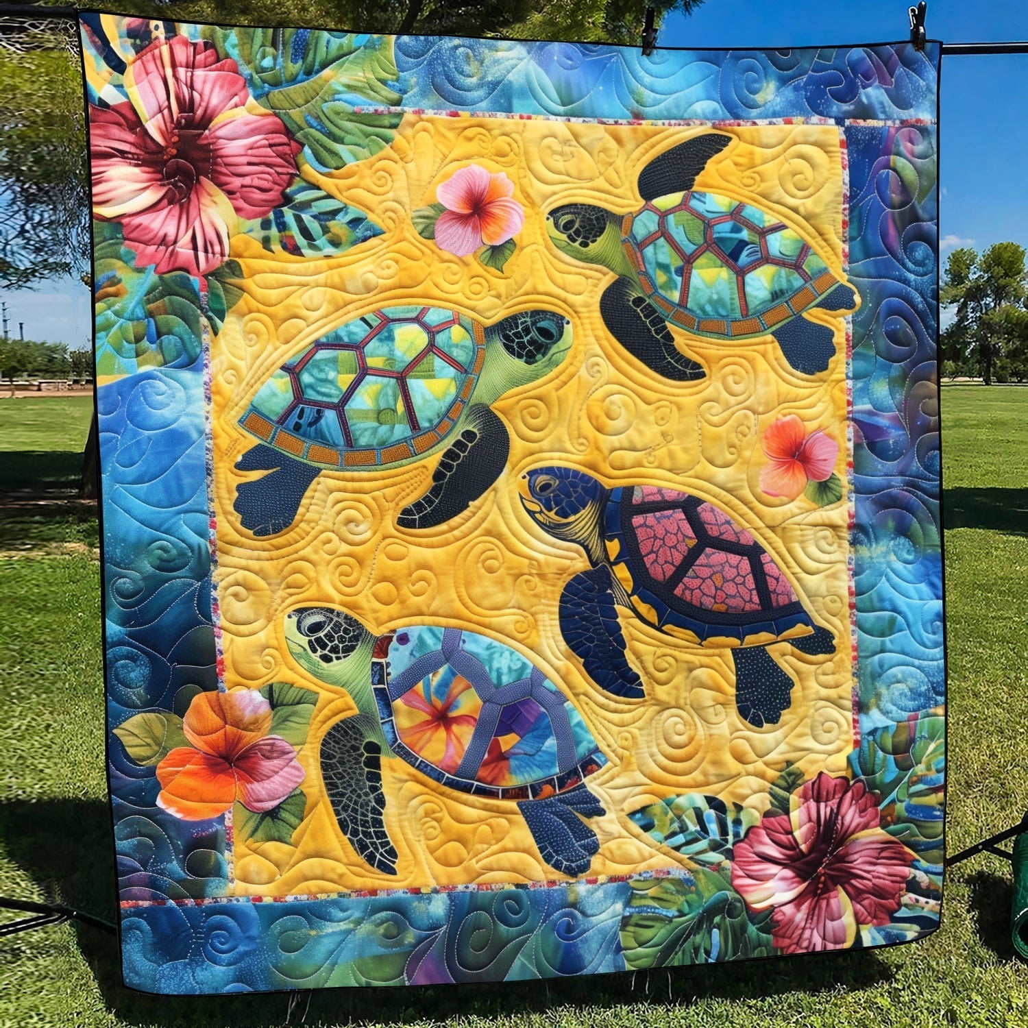 Coastal Harmony Quilted Blanket Decorations Gift For Kids - Tradiviet