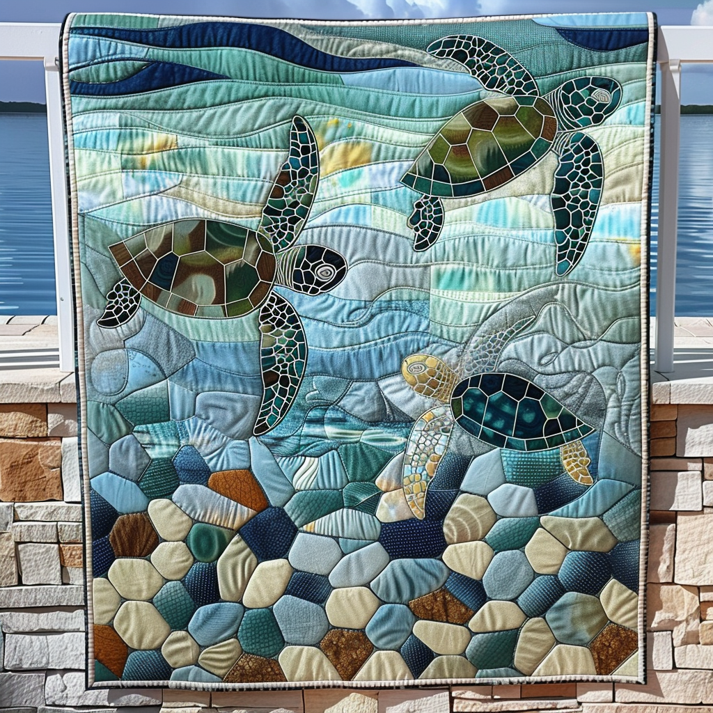 Coastal Harmony Quilted Blanket Room Decor Gift For Him - Tradiviet