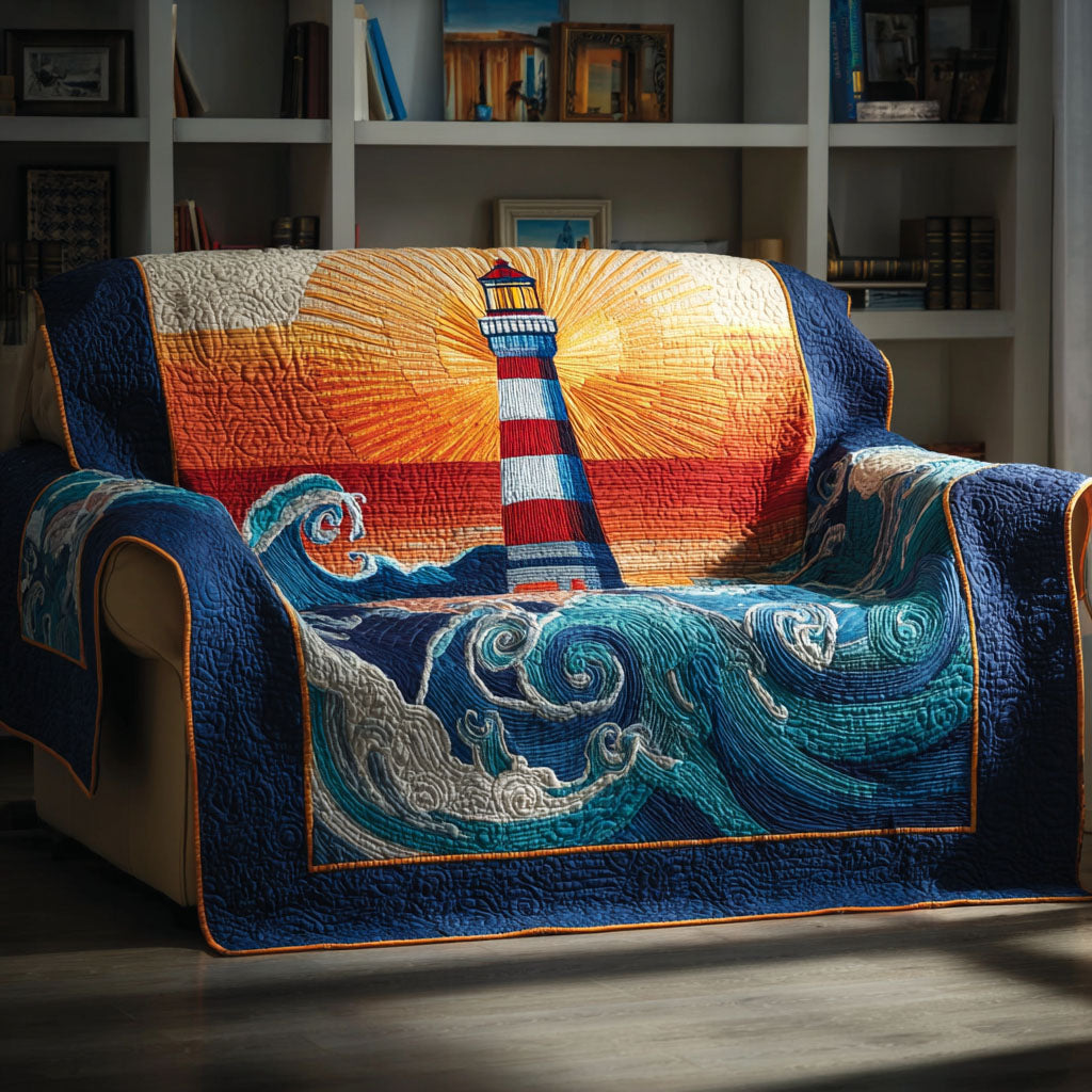 Coastal Lighthouse Quilted Sofa Cover Classic Home Room Decor Unique Housewarming Gift Ideas - Tradiviet