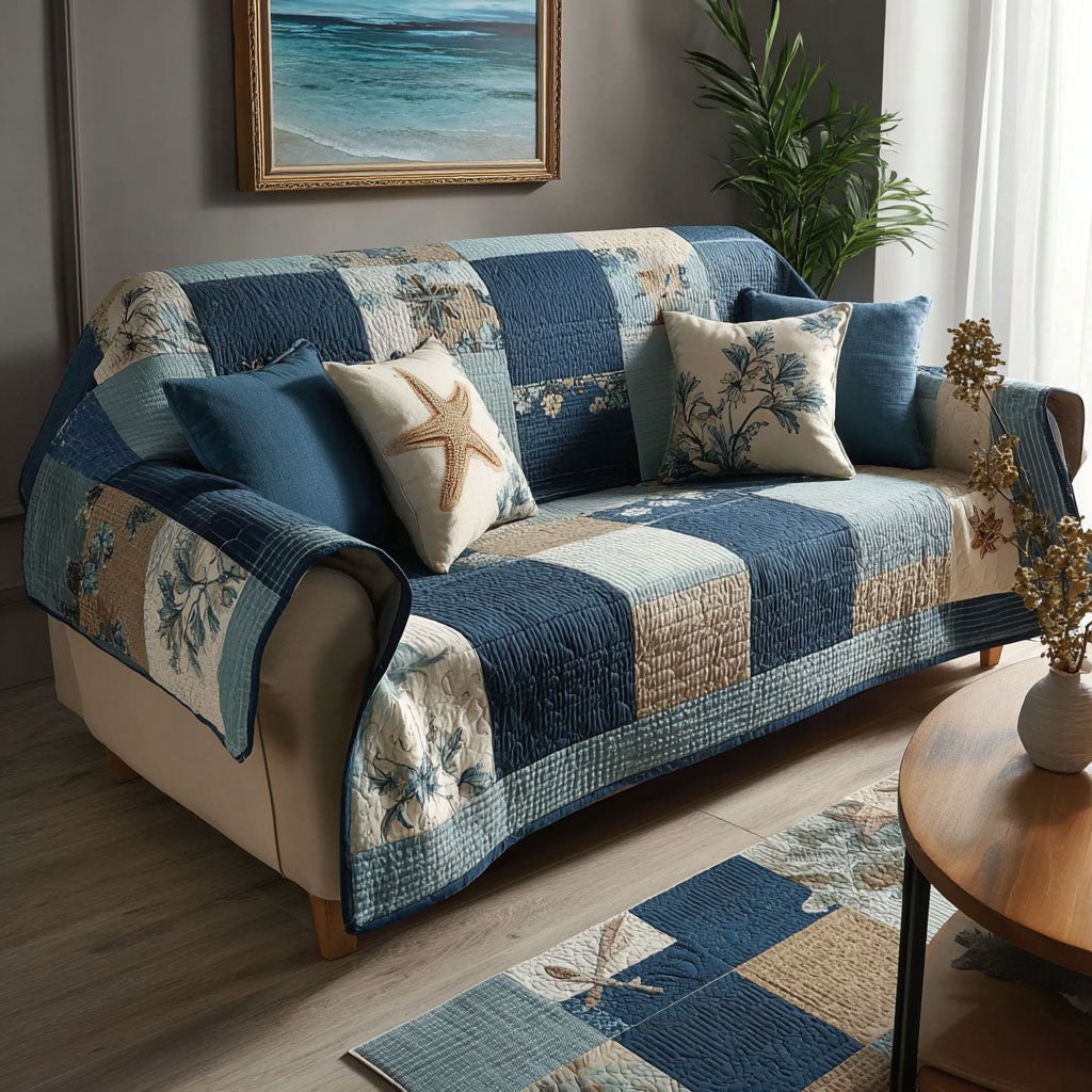 Coastal Rhythm Quilted Sofa Cover Indoor Decor Christmas Gifts For The Beach Lover - Tradiviet
