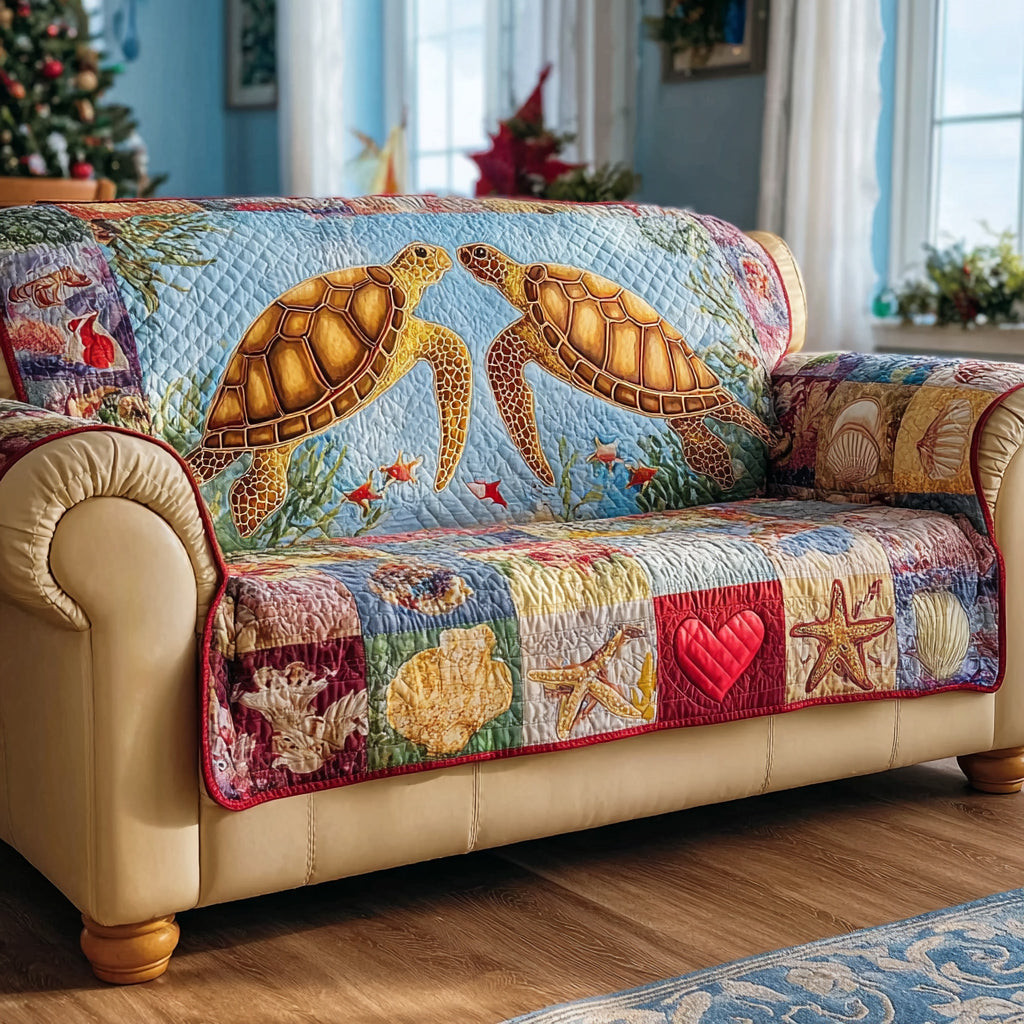 Coastal Sea Quilted Sofa Cover Couch Covers For Couches Cool Beach Gifts - Tradiviet