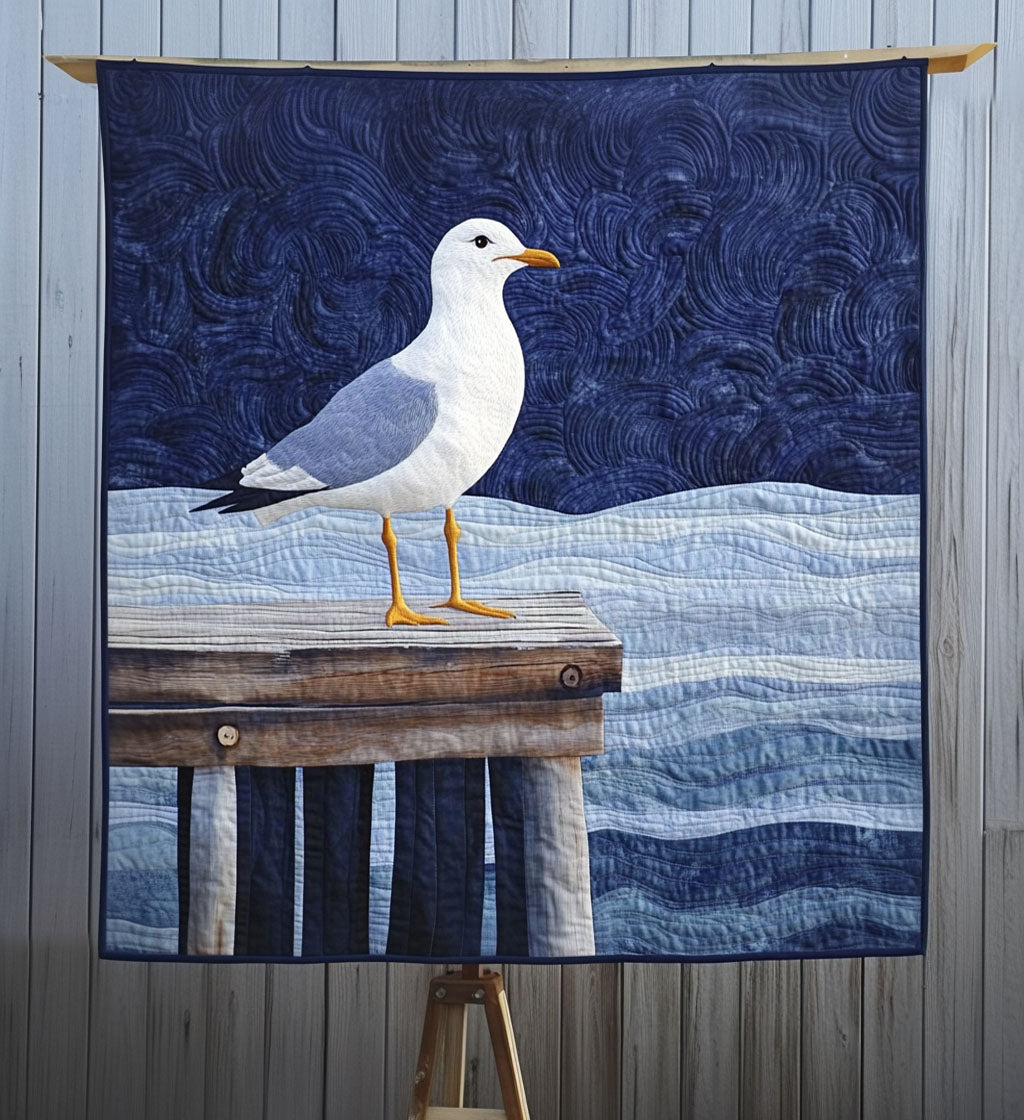Coastal Seagull Serenity Quilted Blanket Living Room Decor Gift For Teacher - Tradiviet