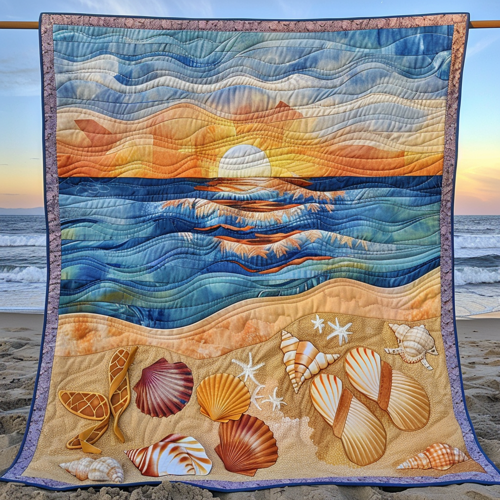Coastal Sunset Quilted Blanket Home Decor Gift For Decor Home - Tradiviet
