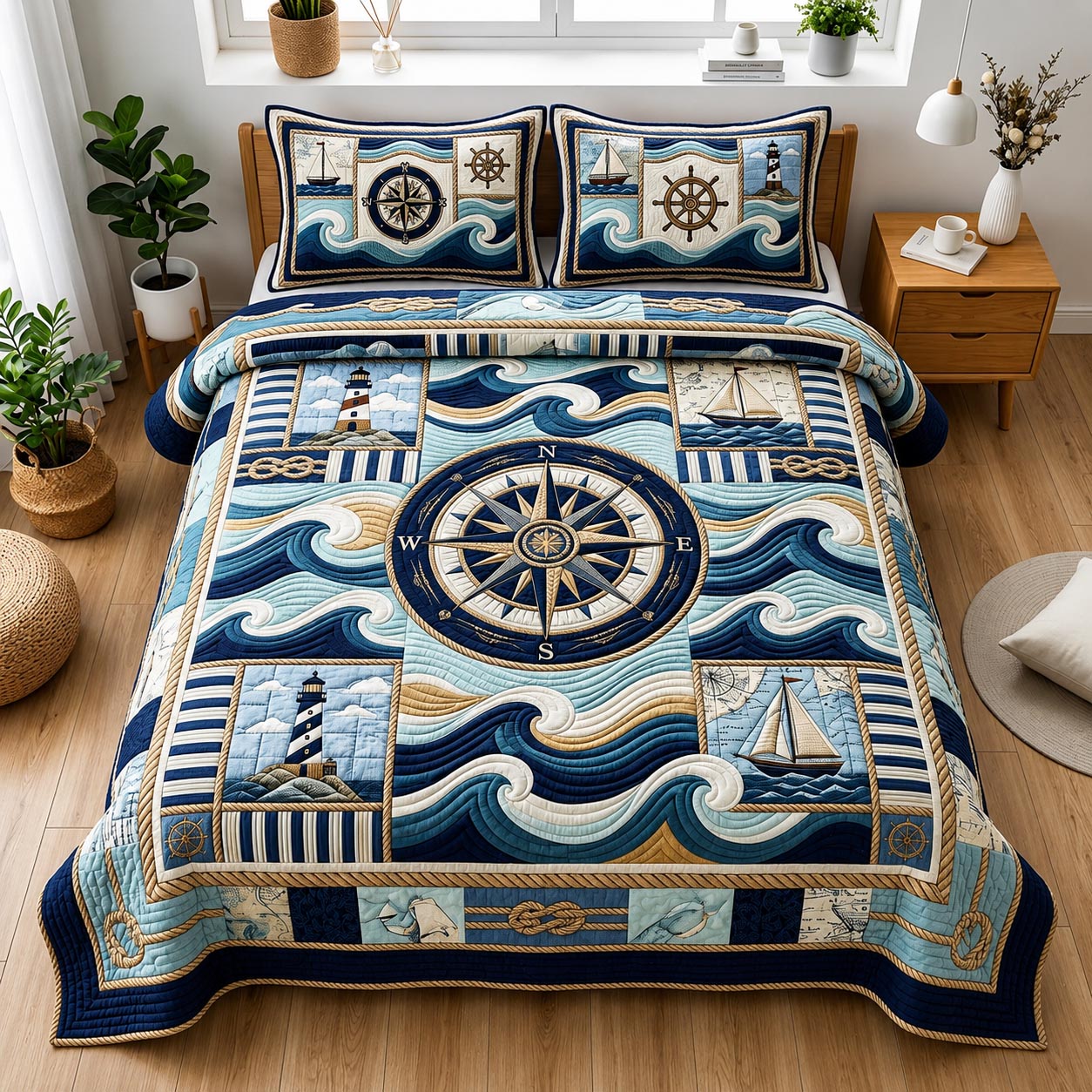 Coastal Tide Quilted Bedding Set Coastal Tide Heritage Gift For Coastal Tide - Tradiviet