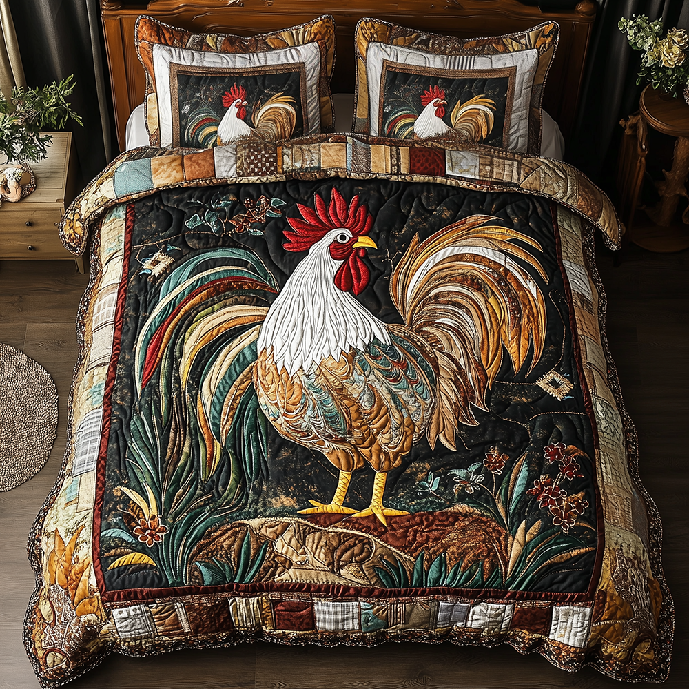 Colorburst Cock Quilted Bedding Set Colorburst Rooster Starlight Gift For Colorburst Fans - Tradiviet
