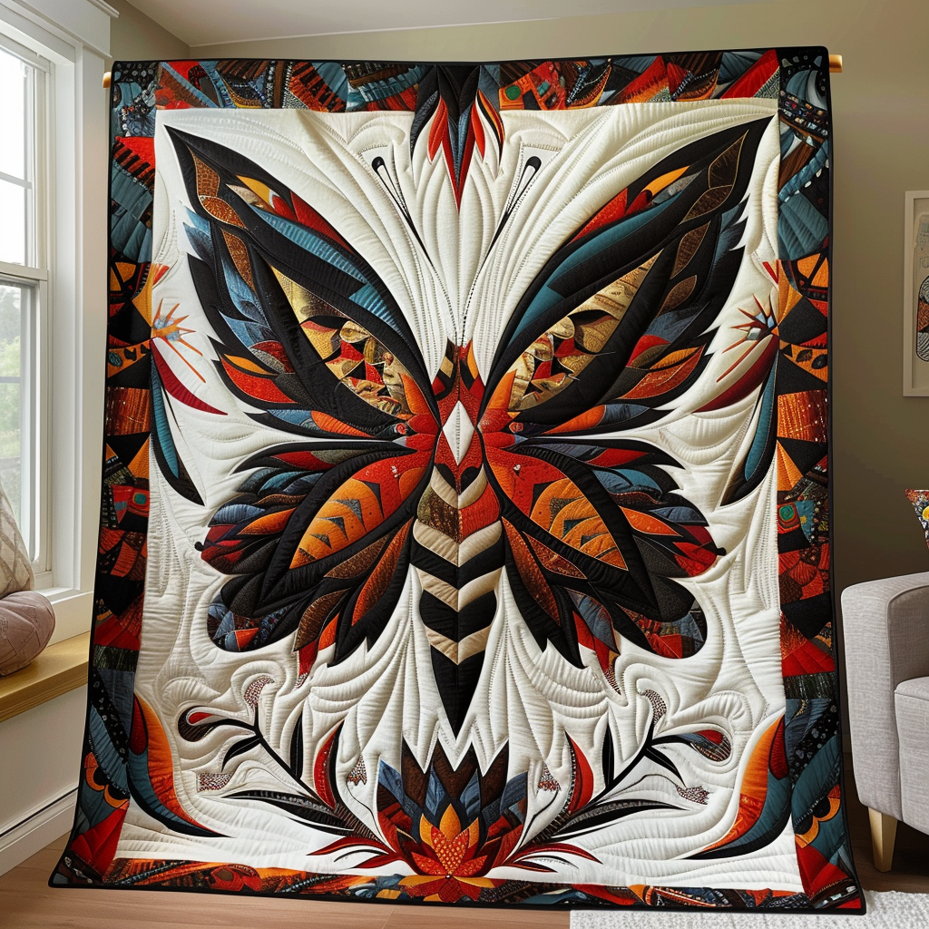 Colorful Butterfly Quilted Blanket 4Th Of July Apparel Patriotic Gift Ideas - Tradiviet