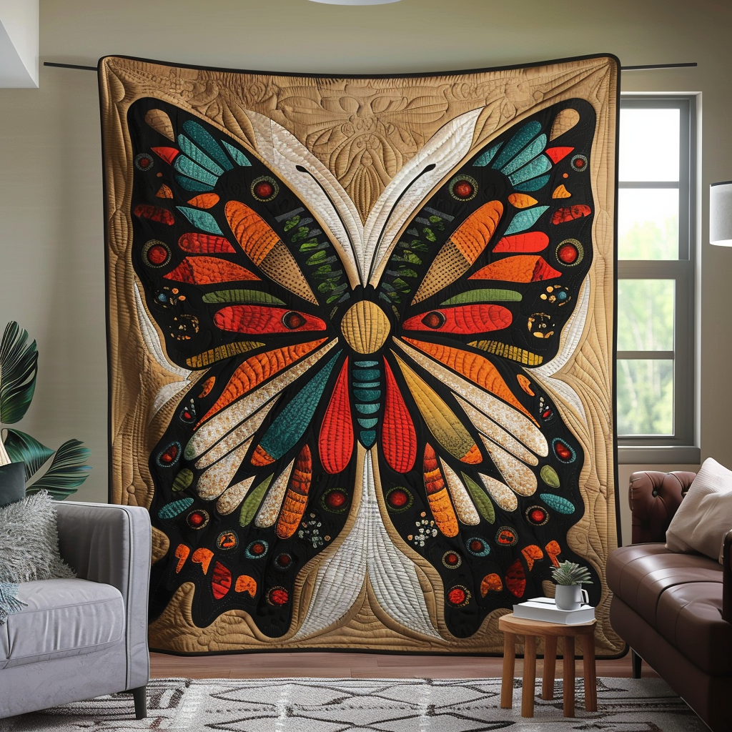 Colorful Butterfly Quilted Blanket 4Th Of July Clothes Patriotic Gifts For Her - Tradiviet