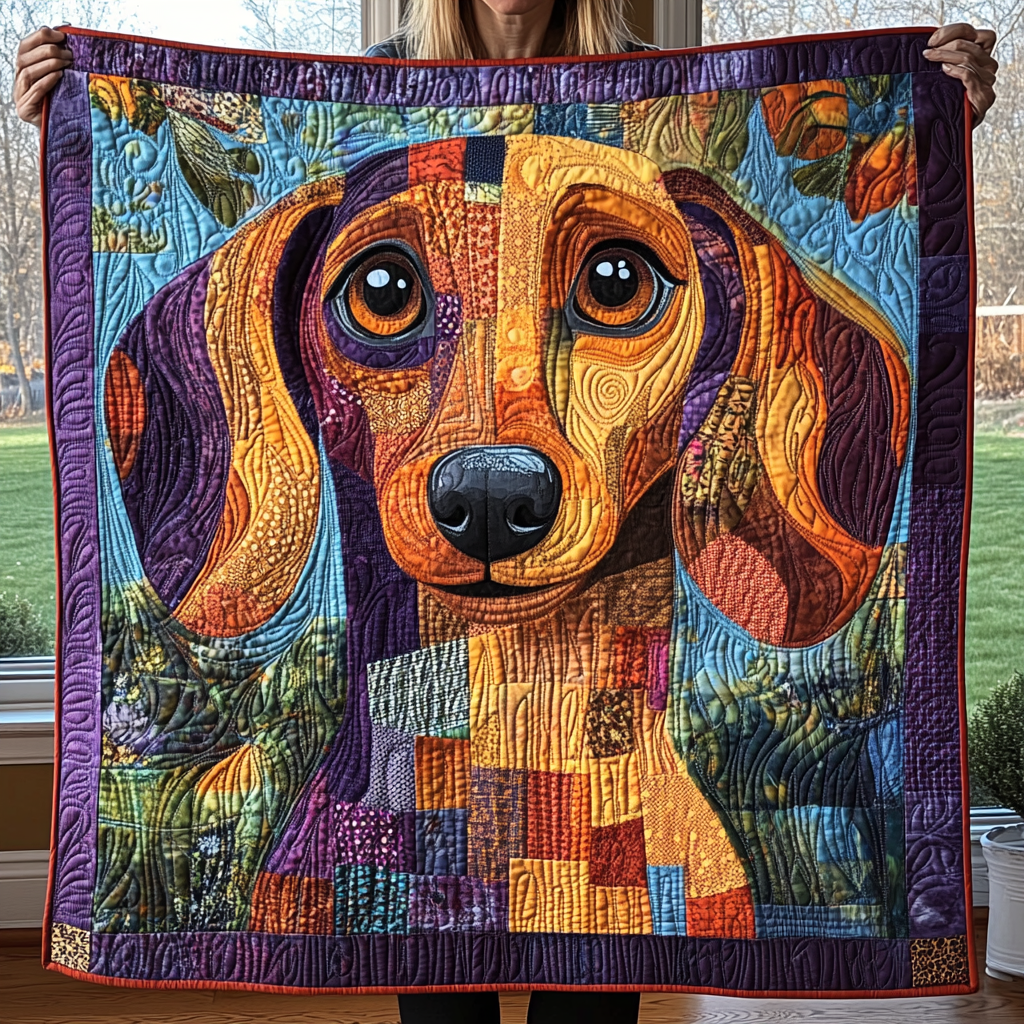 Colorful Canine Charm Quilted Blanket America 250 Years Patriotic Gifts For Veterans - Tradiviet