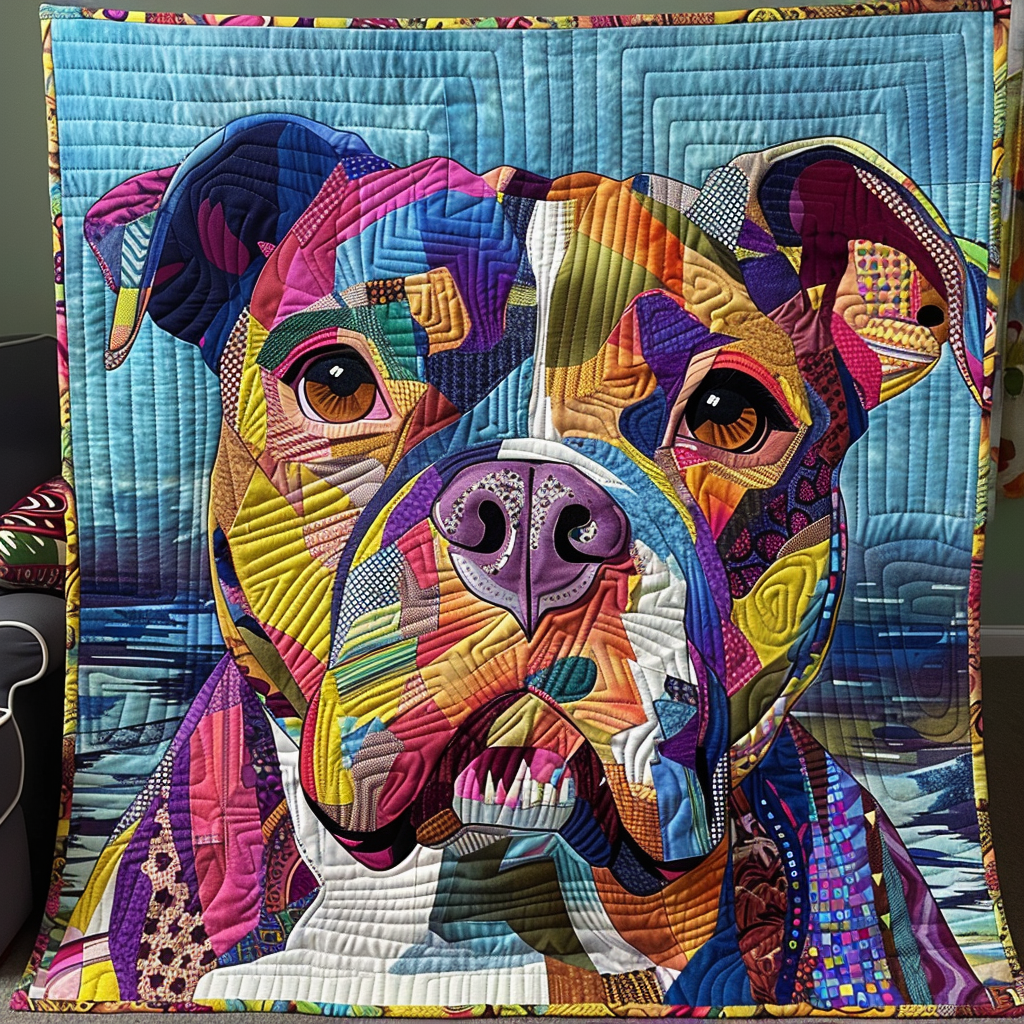 Colorful Canine Dreams Quilted Blanket America 250Th Anniversary Patriotic Gifts For Dad - Tradiviet