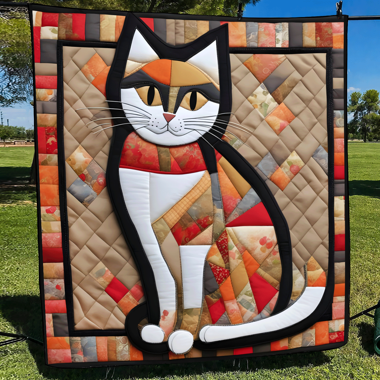 Colorful Catitude Quilted Blanket American 250 Years Birthday Best Patriotic Gifts - Tradiviet
