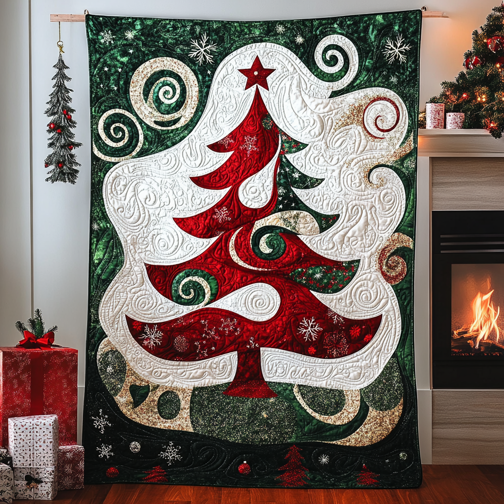 Colorful Christmas Tree Quilted Blanket In God We Trust Gifts For 4Th Of July - Tradiviet