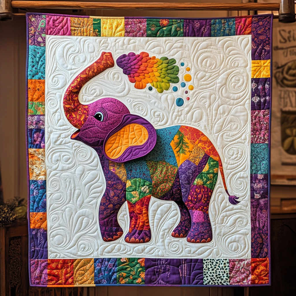 Colorful Elephant Quilted Blanket USA 250 Years Of Freedom Gift For Sister - Tradiviet