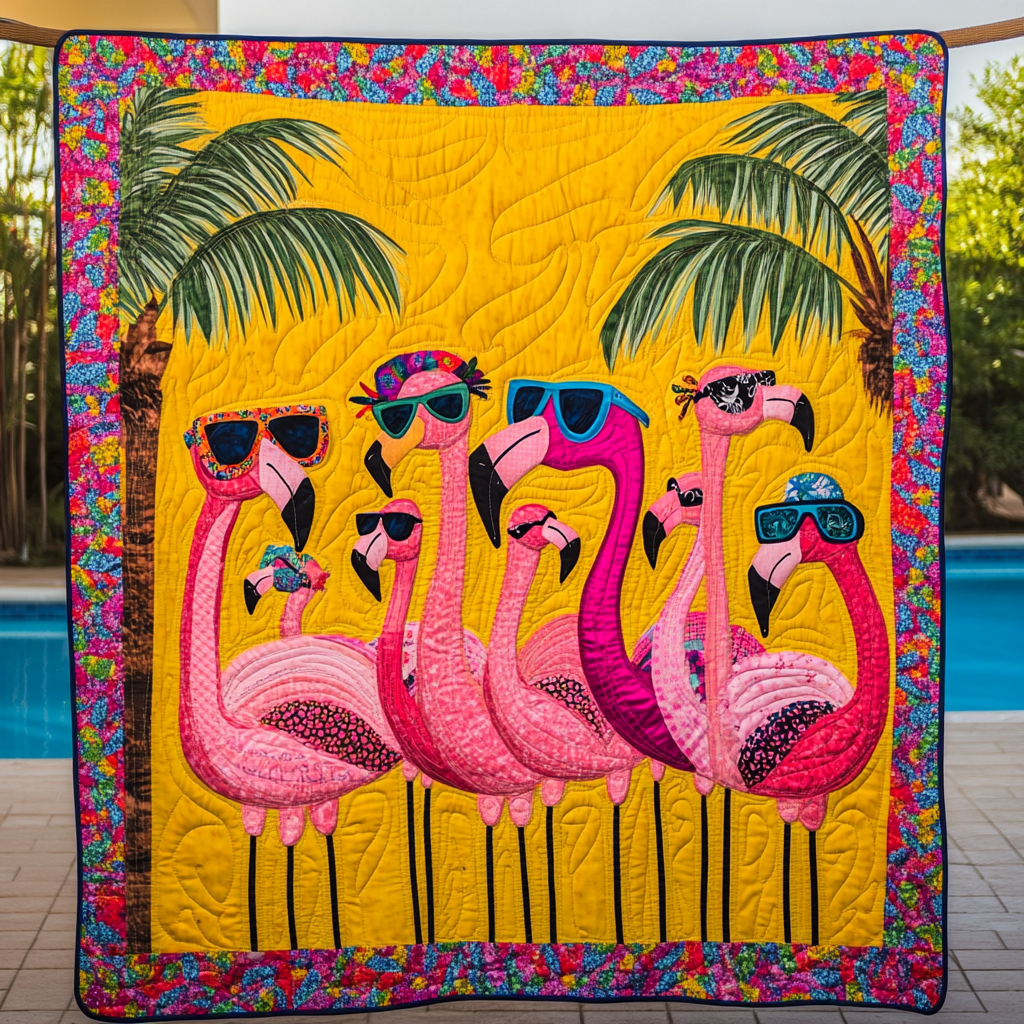 Colorful Flamingo Quilted Blanket USA 250 Years Of Independence Gift For Brother - Tradiviet