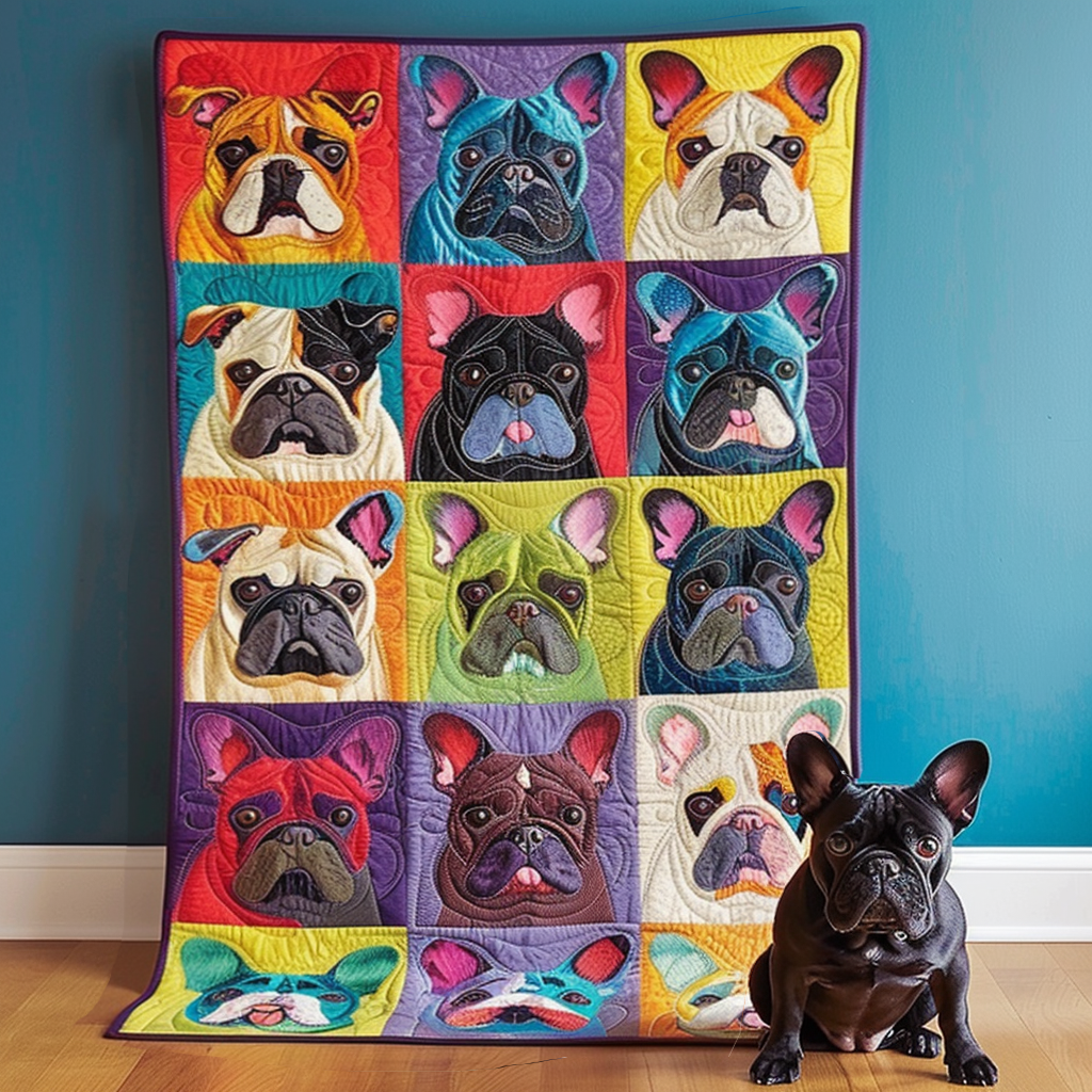 Colorful French Bulldog Quilted Blanket We The People Gift For Uncle - Tradiviet