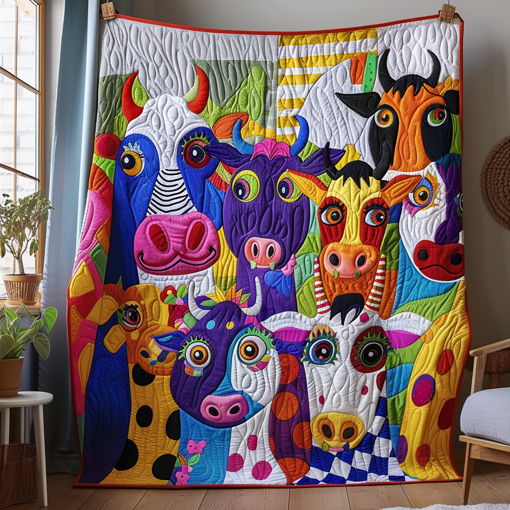 Colorful Herd Quilted Blanket 250th Anniversary Of Independence Gift For Couple - Tradiviet