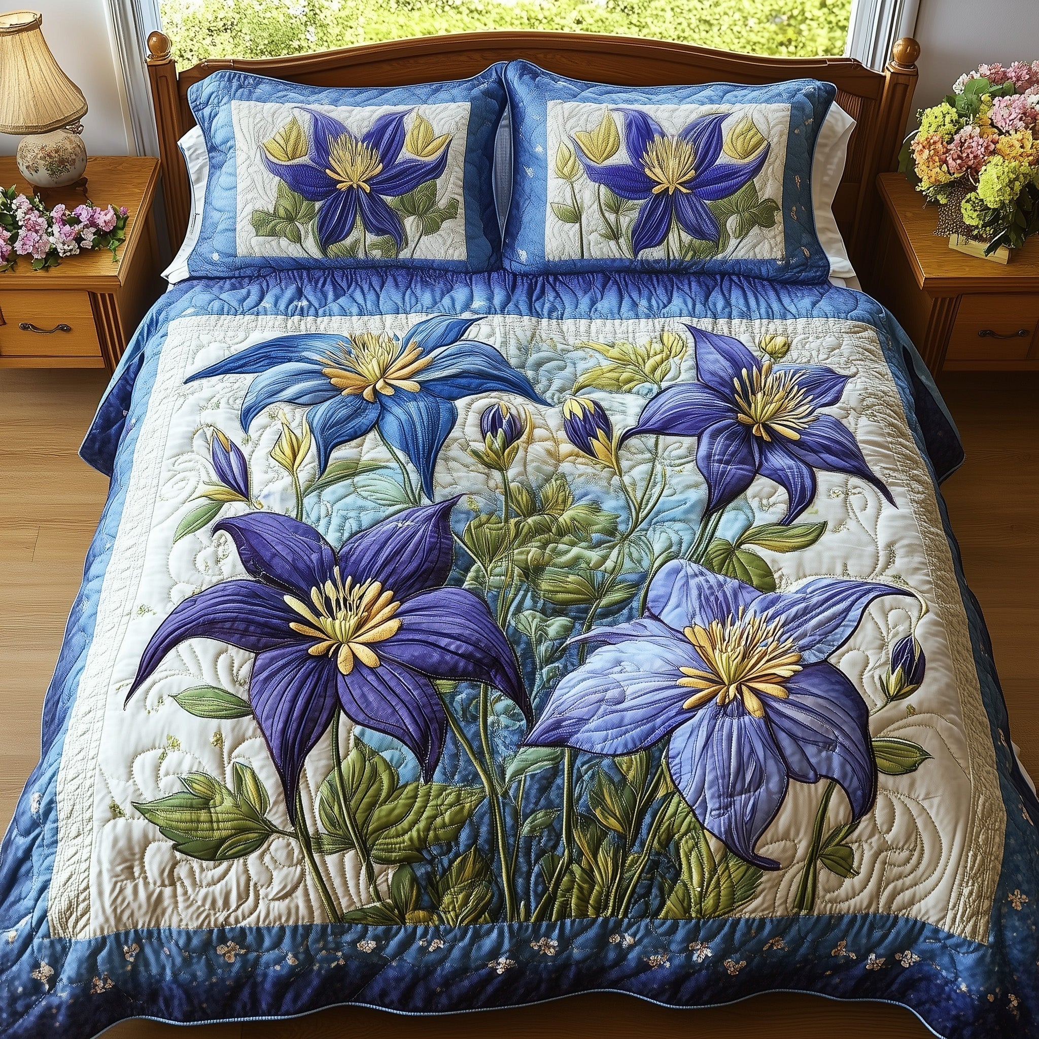 Columbine Charm Quilted Bedding Set Columbine Charm Display Gift For Columbine - Tradiviet