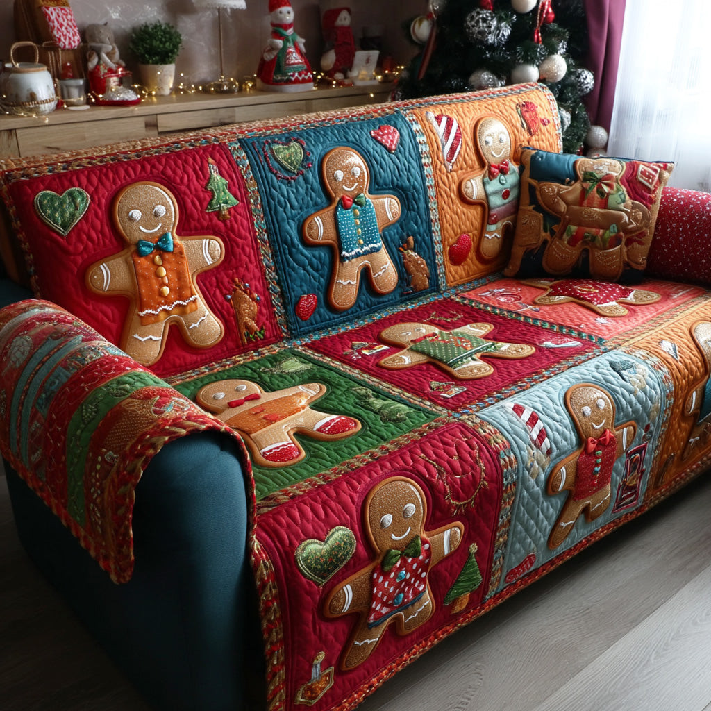 Cookie Friends Quilted Sofa Cover Santa Sofa Cover Christmas Ideas For Women - Tradiviet
