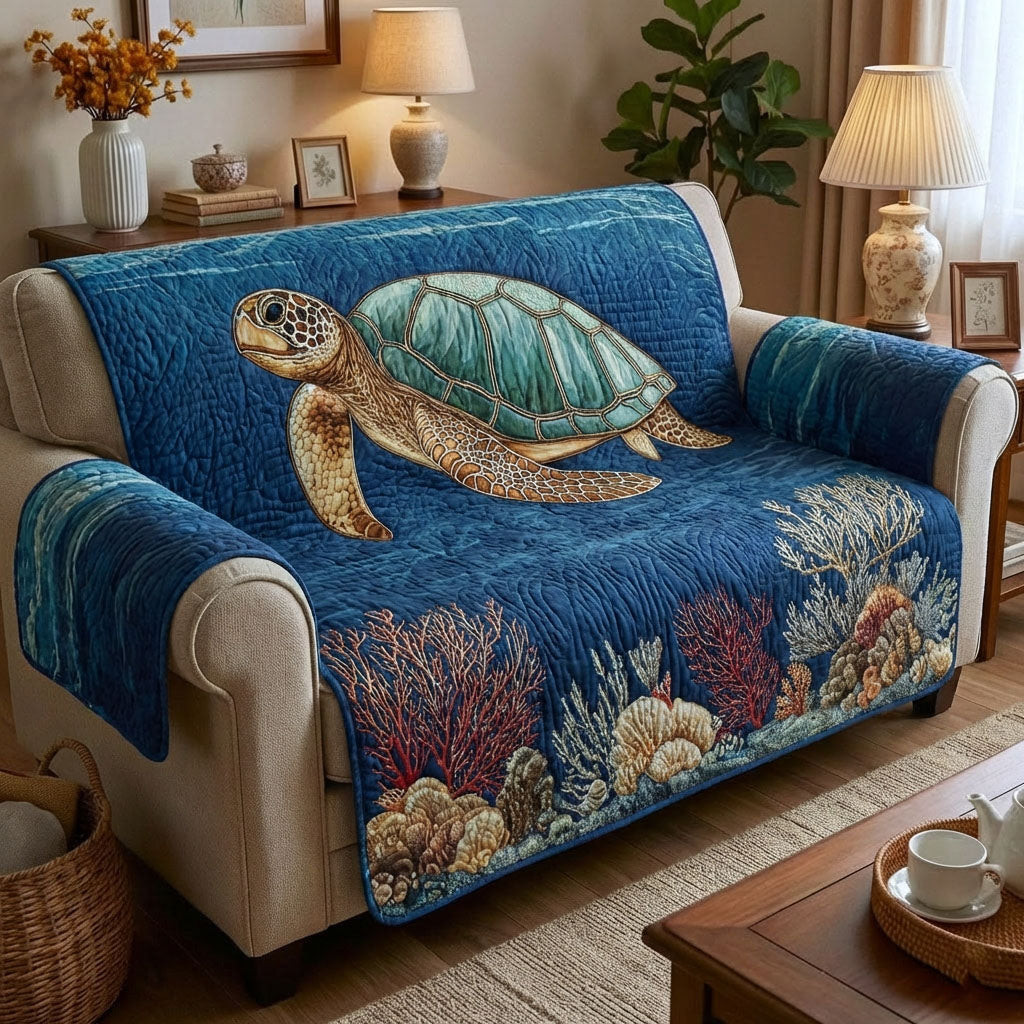Coral Coast Quilted Sofa Cover Recliner Couch Covers Presents For Turtle Lovers - Tradiviet