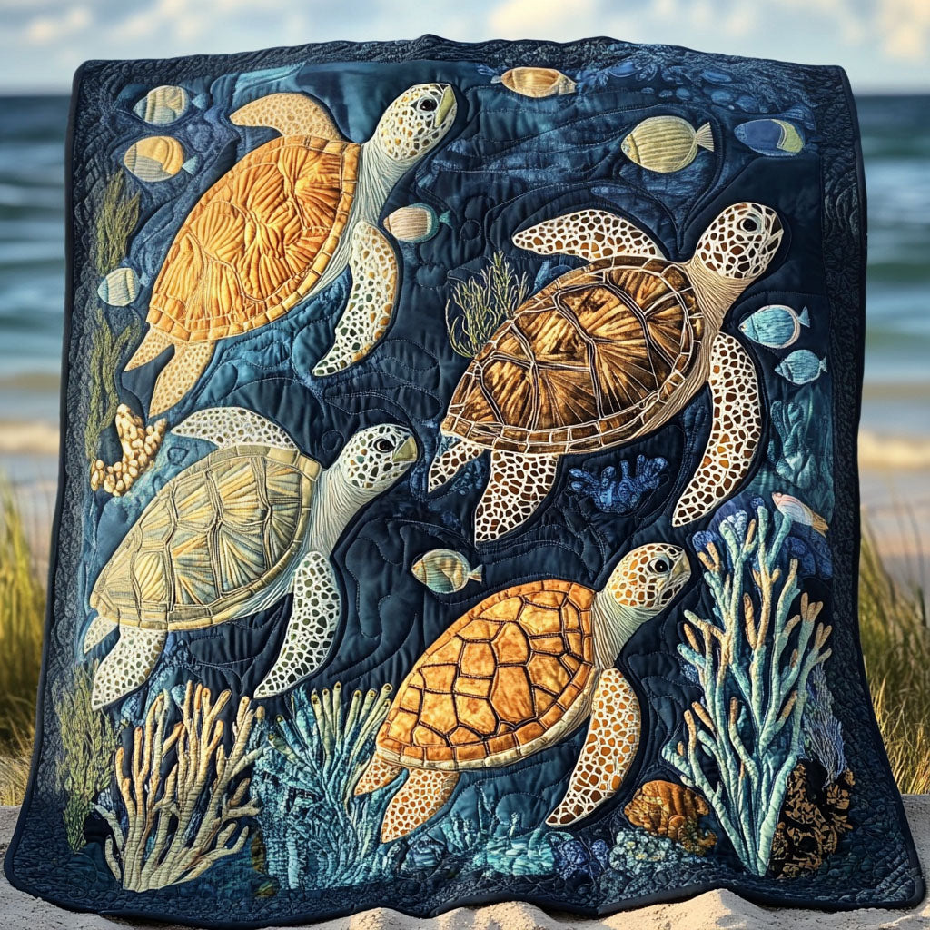 Coral Reef Calm Quilted Blanket Independence Day Gift For Dad - Tradiviet