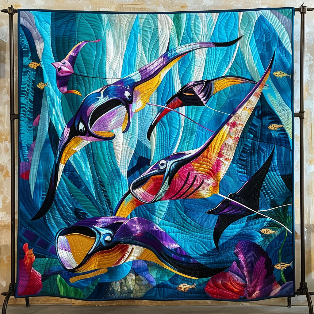 Coral Reef Majesty Quilted Blanket America Patriotic Gift For Husband - Tradiviet