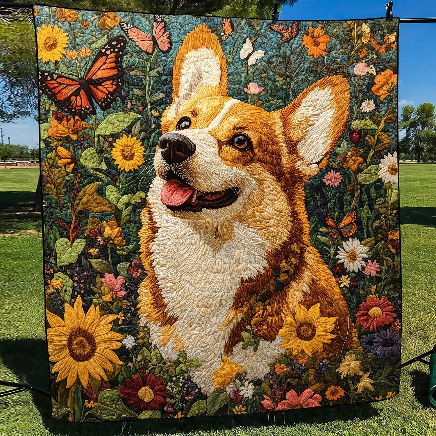 Corgi Adventures Quilted Blanket USA 250 Years Of Independence Gift For Son - Tradiviet