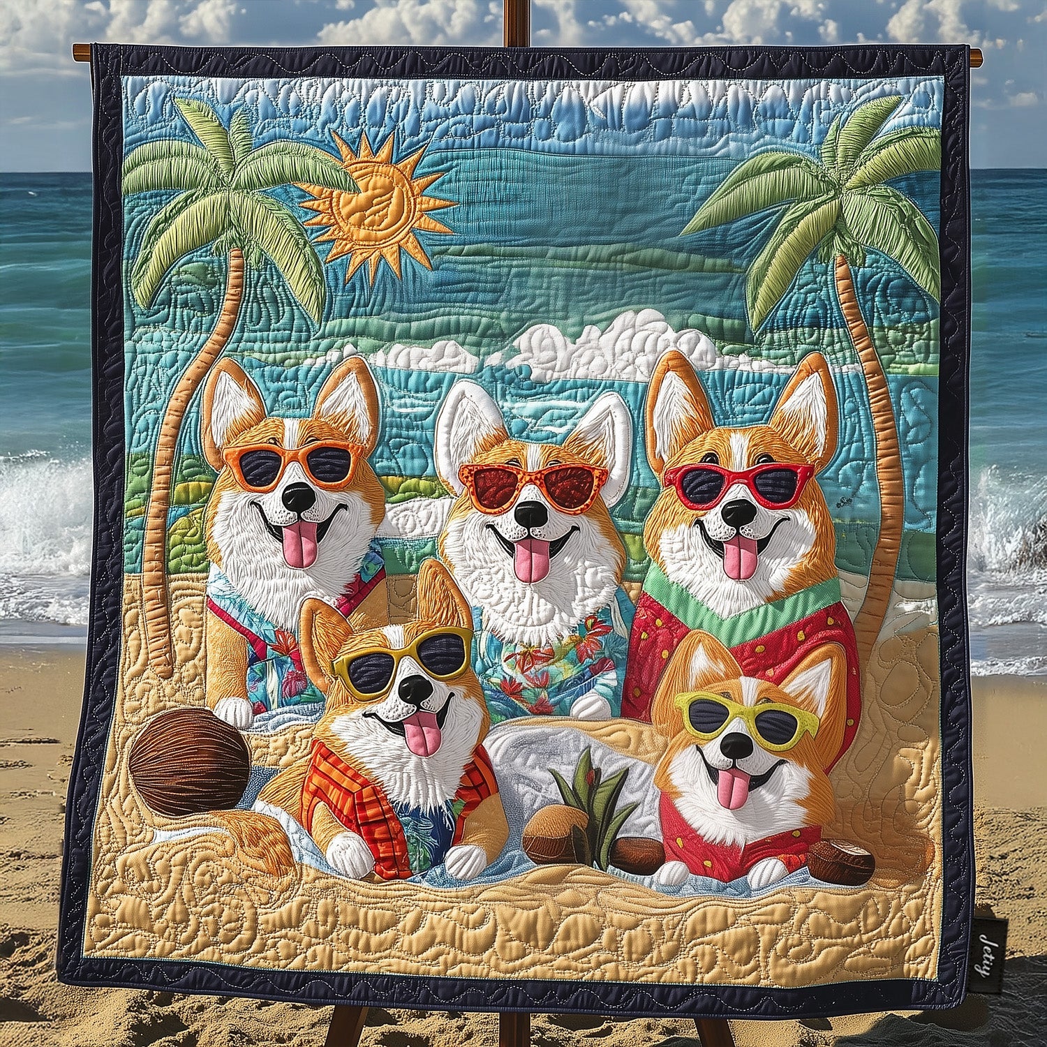 Corgi Bliss Quilted Blanket USA 250 Years Strong Gift For Uncle - Tradiviet