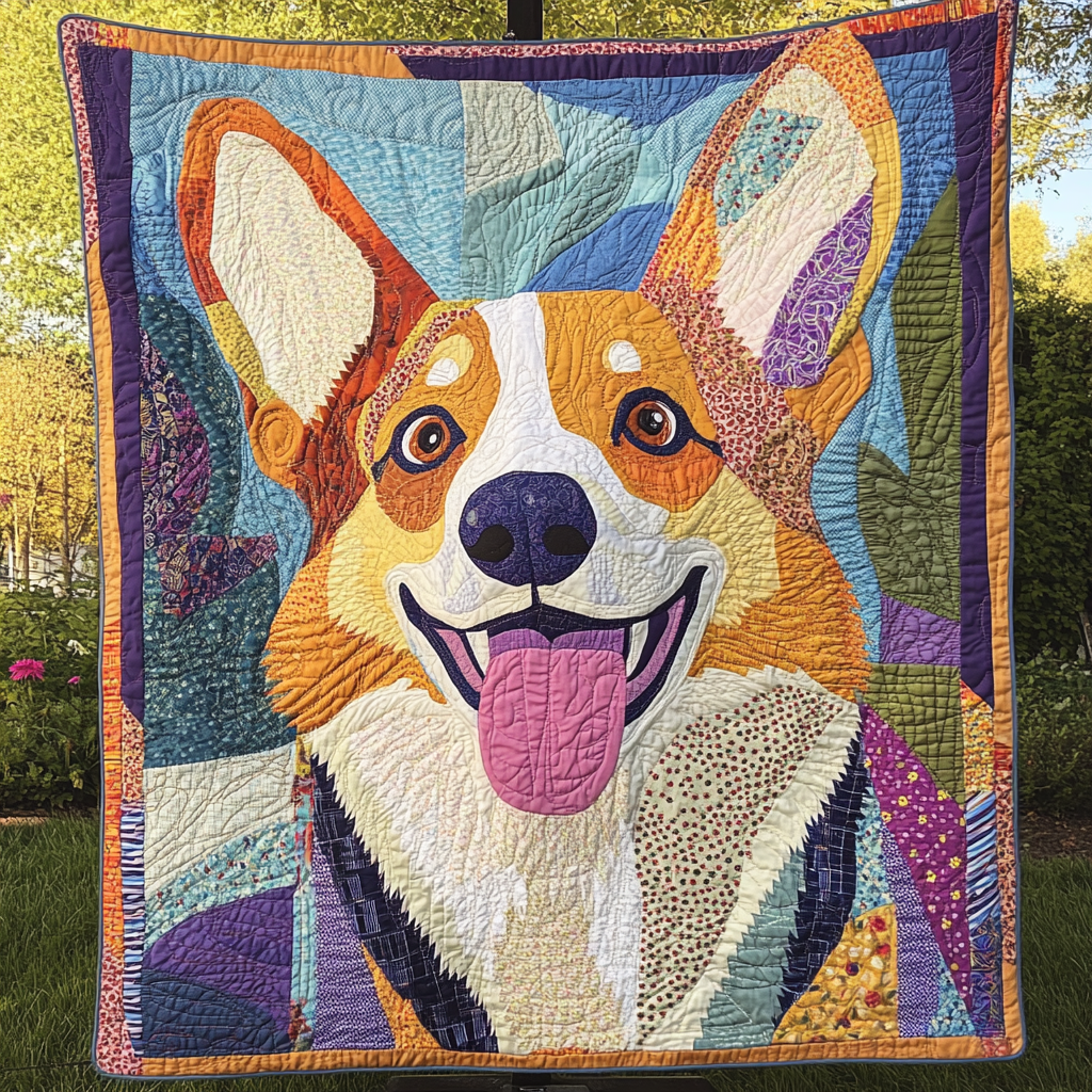 Corgi Blossom Delight Quilted Blanket We The People Gift For Papa - Tradiviet